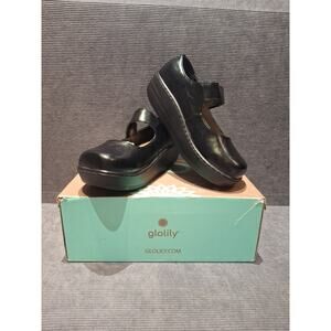 Glolily Jenny II Black Flat Crinkle JNN-100‎ Women's size 7.5 GOOD
